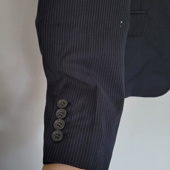 J. Crew Navy Blue Italian Wool Pin Stripe Suit Blazer Jacket Size 10 - Picture 5 of 11